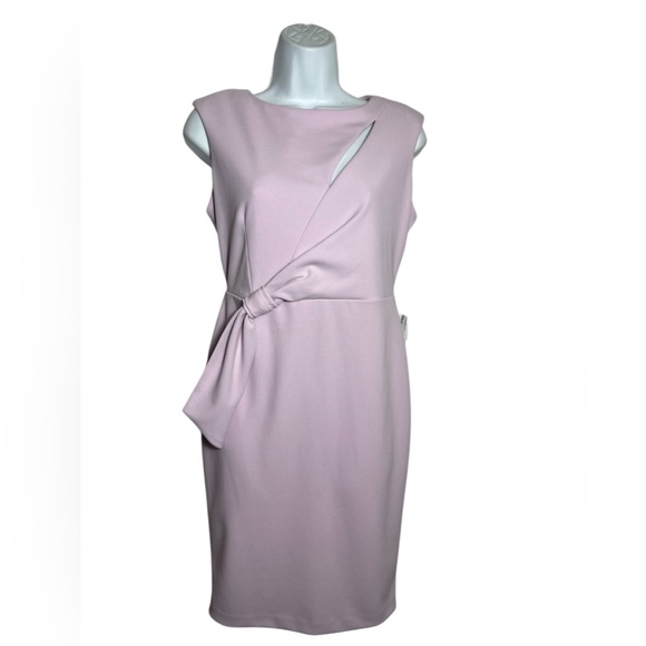 Calvin Klein Dresses & Skirts - NWT Calvin Klein dress size 4 petite light pink‎ sheath dress with bow 🩷🩷